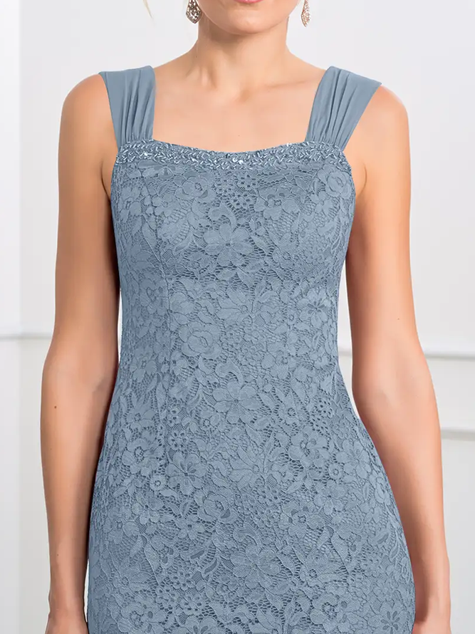 Square Neck Urban Lace MOTHER OF THE BRIDE Two Piece Set Dress with Cardigan