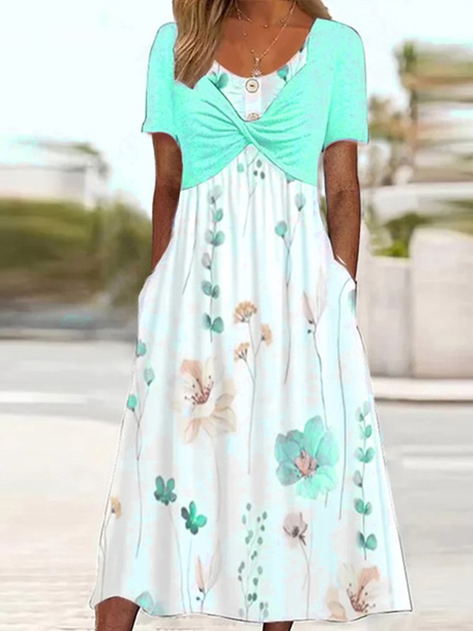 Floral Vacation Loose Crew Neck Dress