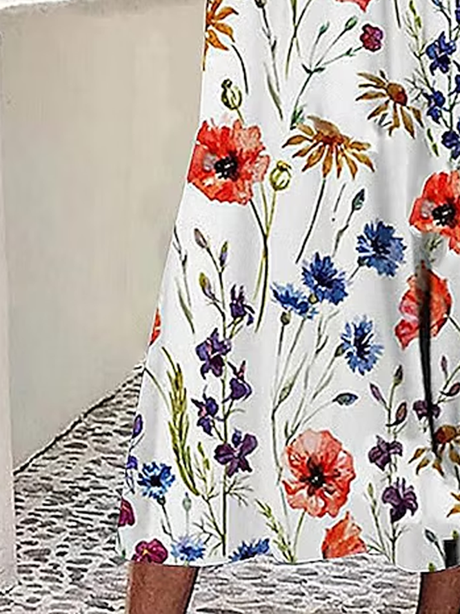 Casual Floral Cotton-Blend Dress