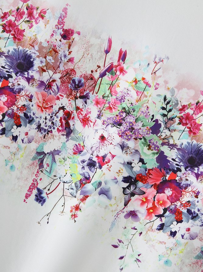 Scallop Neck Floral Vacation Midi Dress