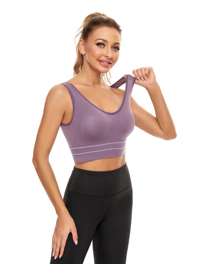 Breathable High Elastic Back Button Seamless Sports Bra