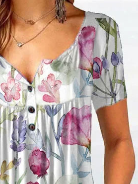 V Neck Regular Fit Short Sleeve Woven Dress