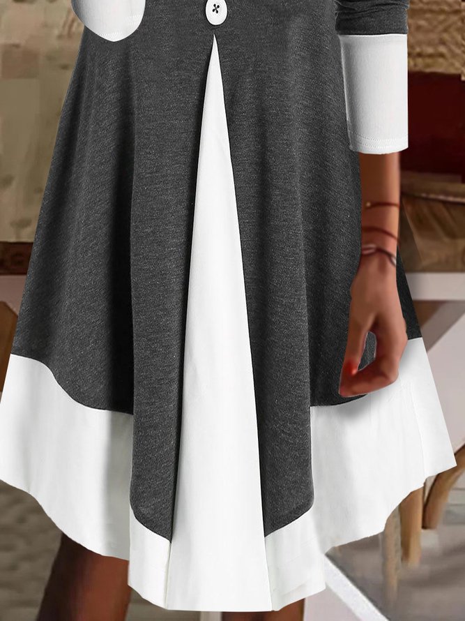 Square Neck Casual Color Block Dress