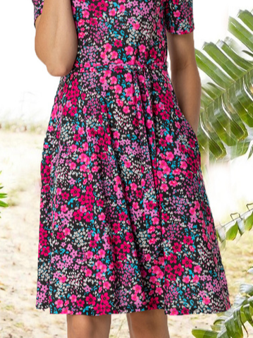 Regular Fit Crew Neck Floral Knee Prom Dress