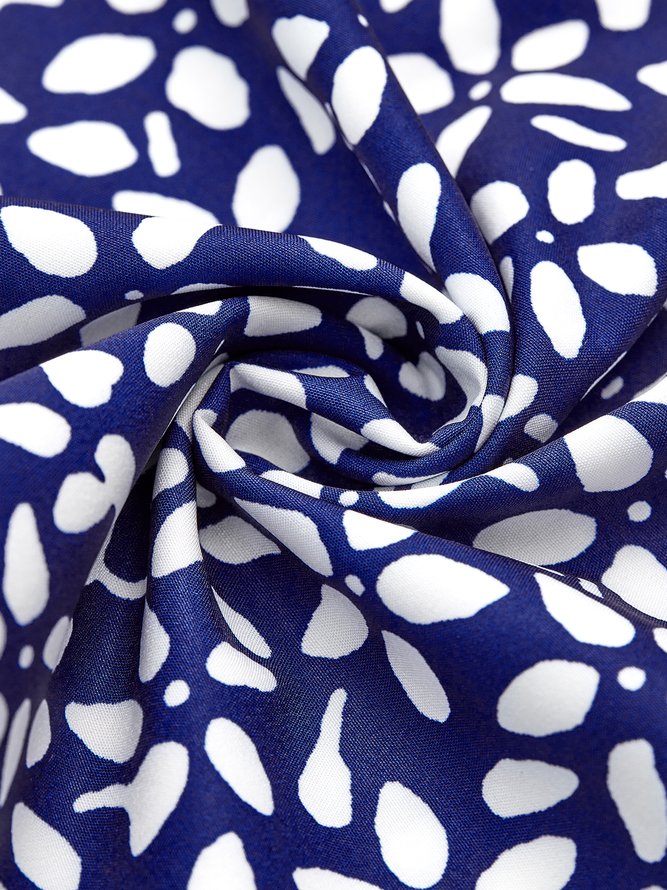 Women's A Line Dress Midi Dress Blue Half Sleeve Floral Ruched Print Summer Fall Crew Neck Casual Modern Dress