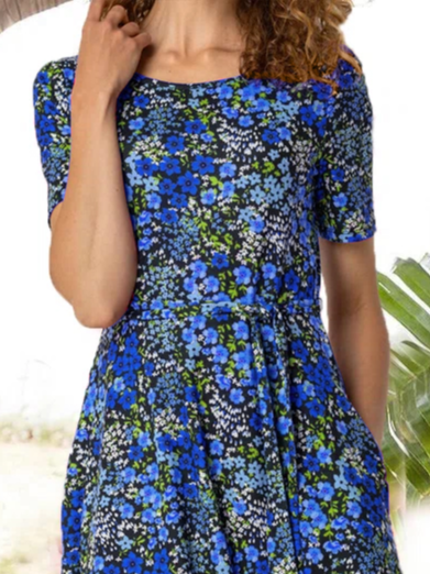 Casual Floral Crew Neck Dress