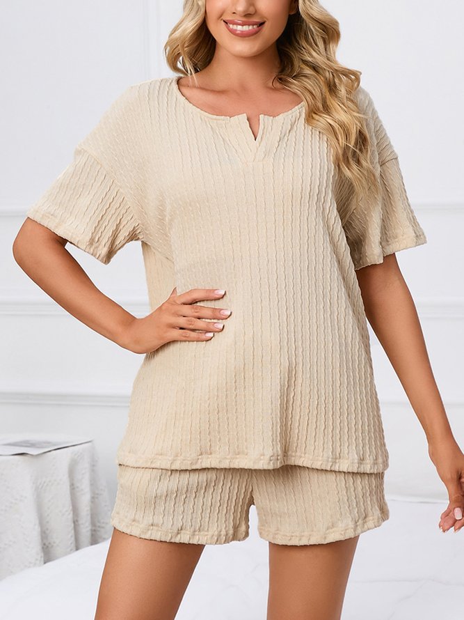 Breathable Comfortable Casual Loose Jacquard Pajama Set