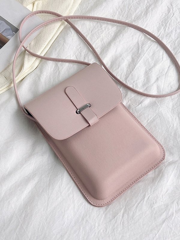 Casual Plain Leather Messenger Bag Women Daily Commuting Urban