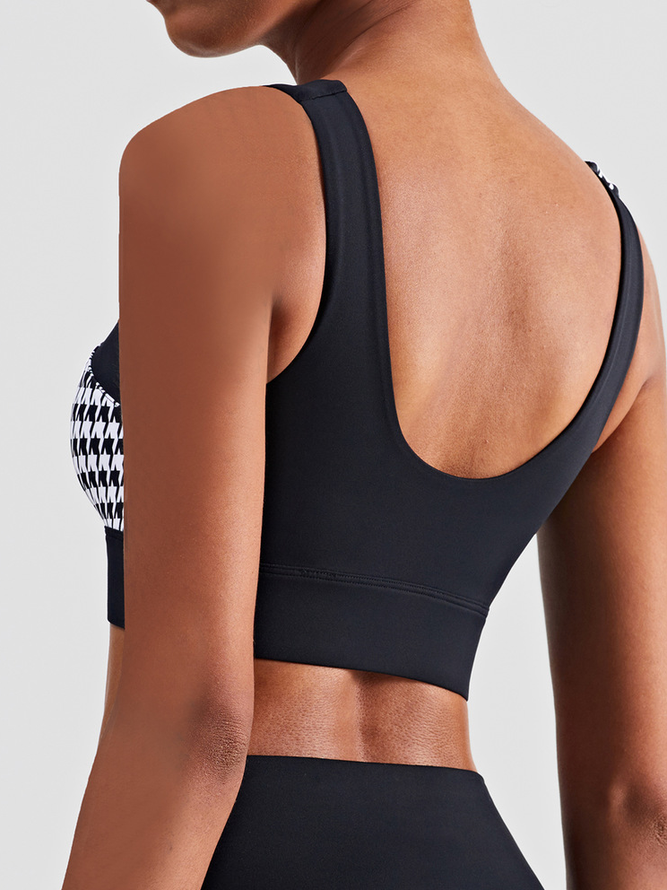 Casual Plaid Sports Bra