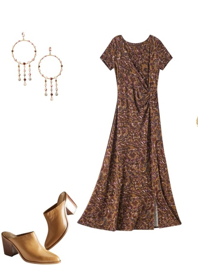 Ditsy Floral Boho Knitted V Neck Dress