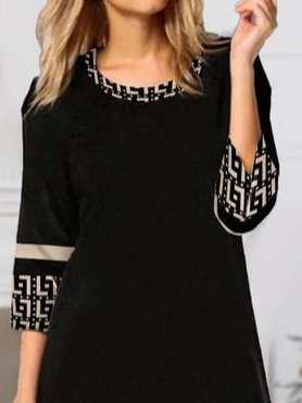 Casual Crew Neck Geometric Loose Dress