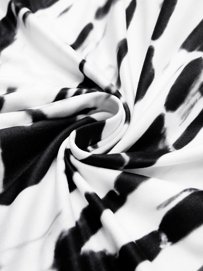 V Neck Geometric Casual Autumn Natural Daily A-Line Dress