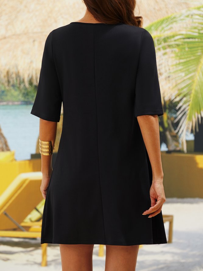 Plain Casual Regular Fit Hot Drilling Dress