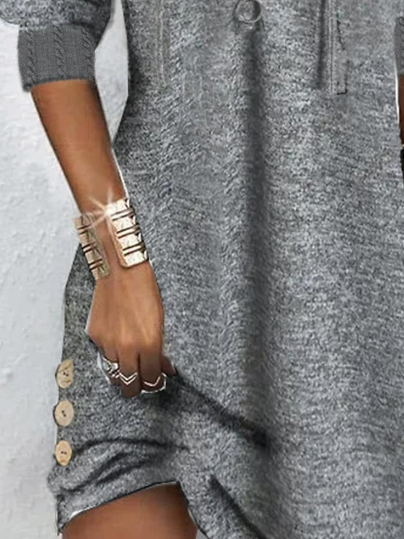 Color Block V Neck Casual Dress