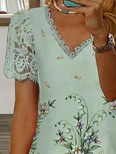 Regular Fit Floral Vacation V Neck Dress