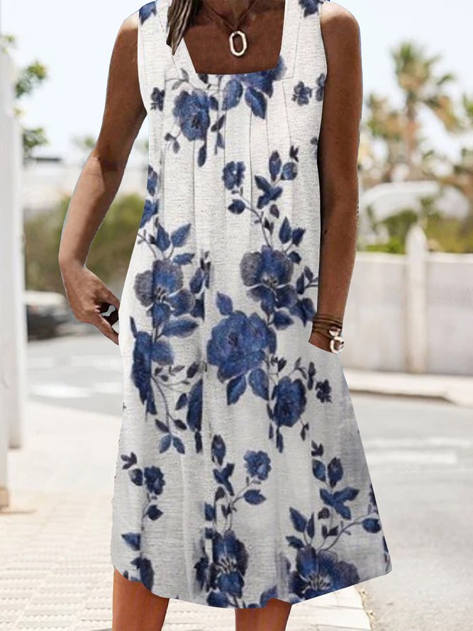 Casual Floral Loose Dress With No Belt