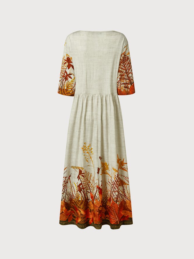 Cowl Neck Casual Cross Neck Midi Dress