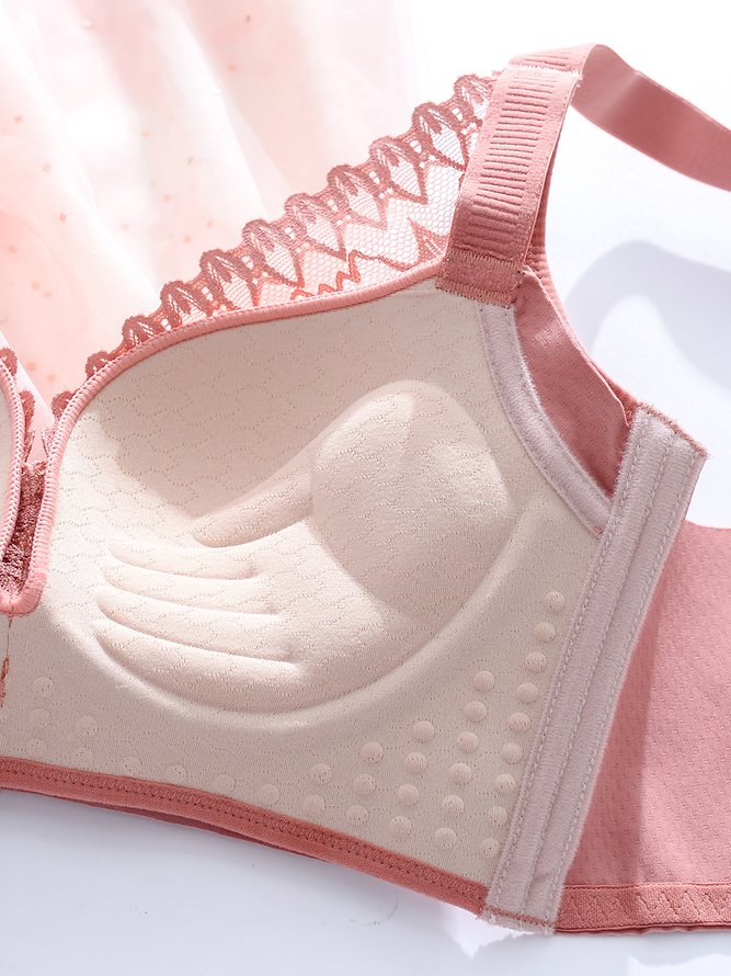 Underwireless Lace Floral Bra Plus Size Full Coverage Adjustable Massage Bra