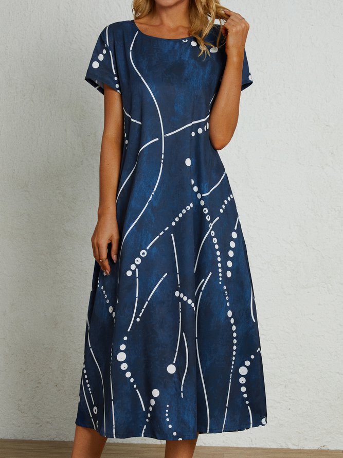 Pockets Short Sleeve Woven Dress