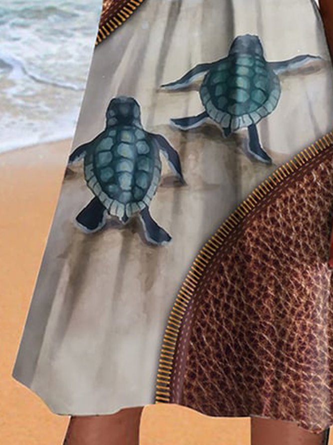 Regular Fit Marine Life Vacation Dress