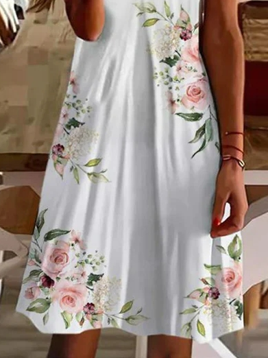 Floral Loose Asymmetrical Casual Dress