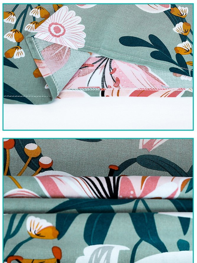 Breathable Elegant Floral Casual Loose Pajama Set