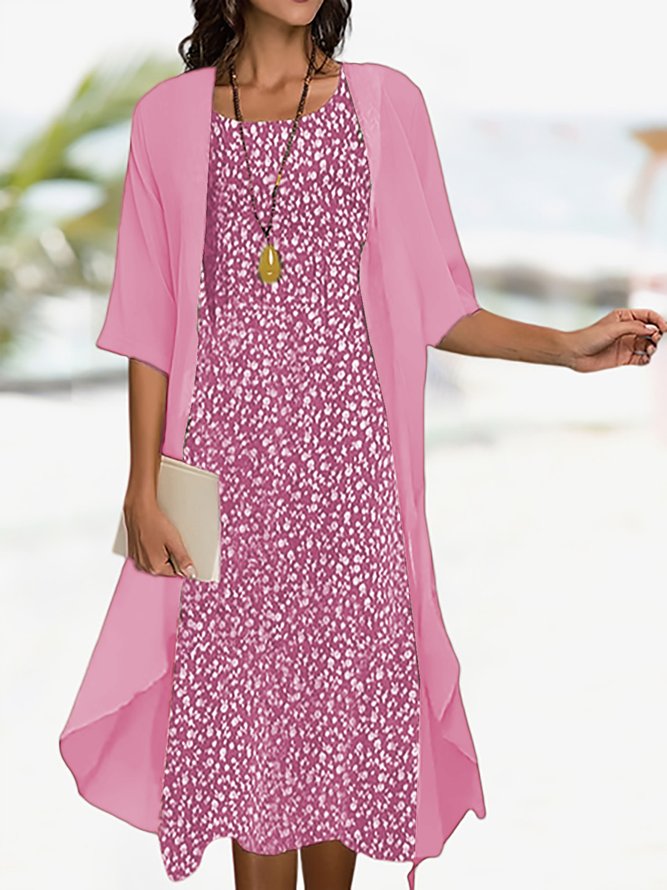 Vacation Loose Crew Neck Floral Two-Piece Set