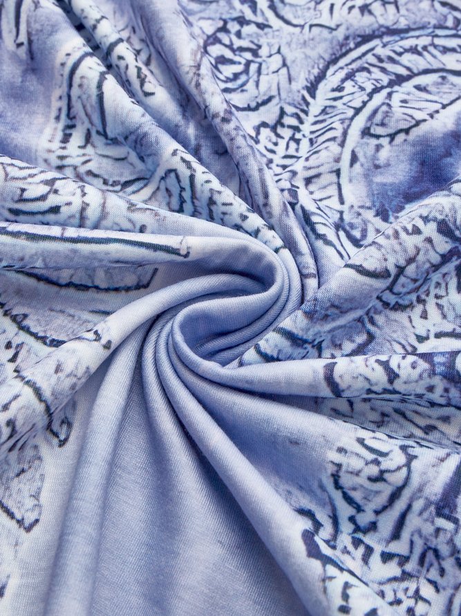 Round Neck Ethnic Casual Midi Dress