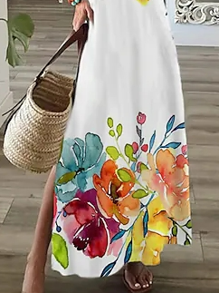 Floral V Neck Vacation Dress