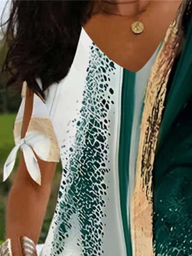 Knot Front Loose Ombre Casual Dress