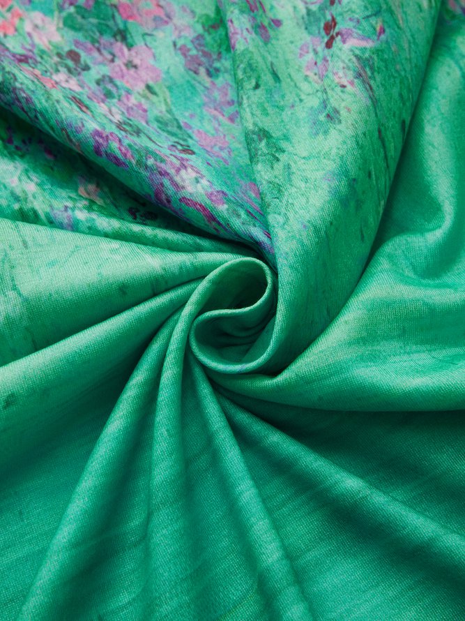 Elegant Floral Short Sleeve Knit Dress