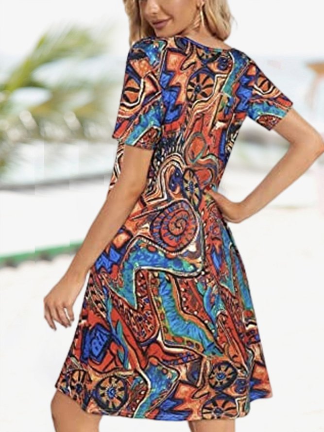 Loose Painting Vacation Dress