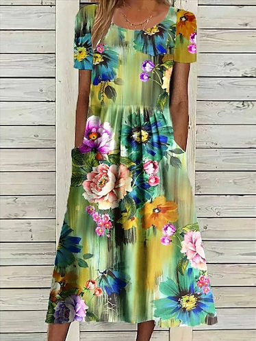 Floral Casual Loose Dress With No Belt