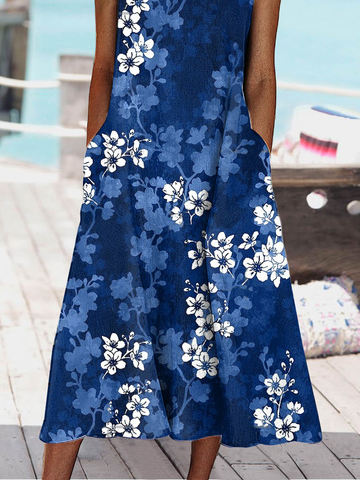 Vacation V neck Regular Fit Floral Dress