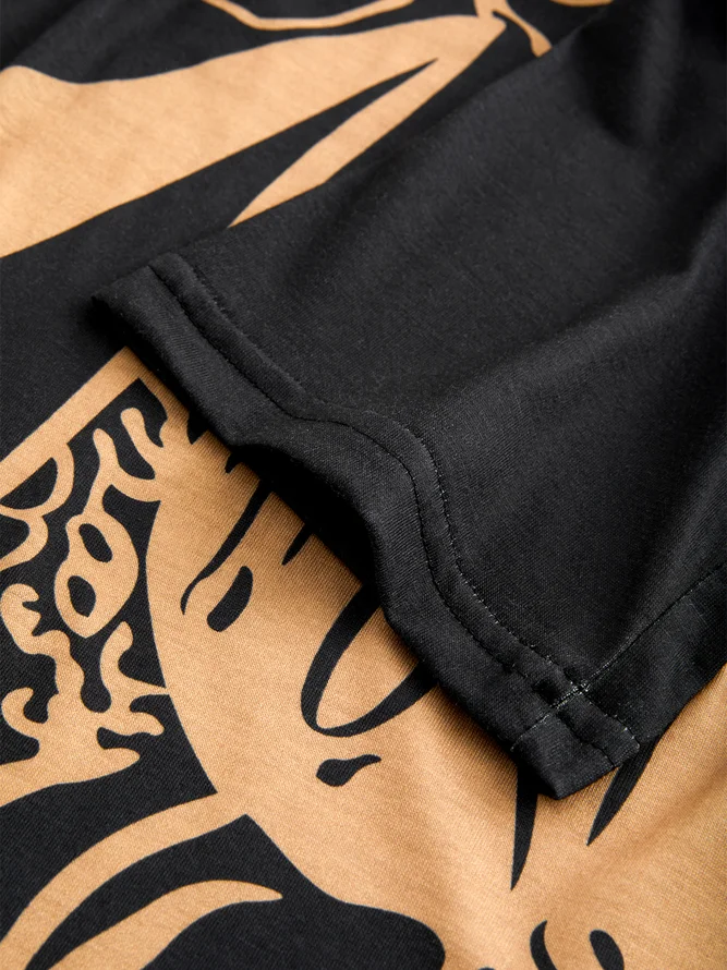 Round Neck Tribal Casual Midi Dress