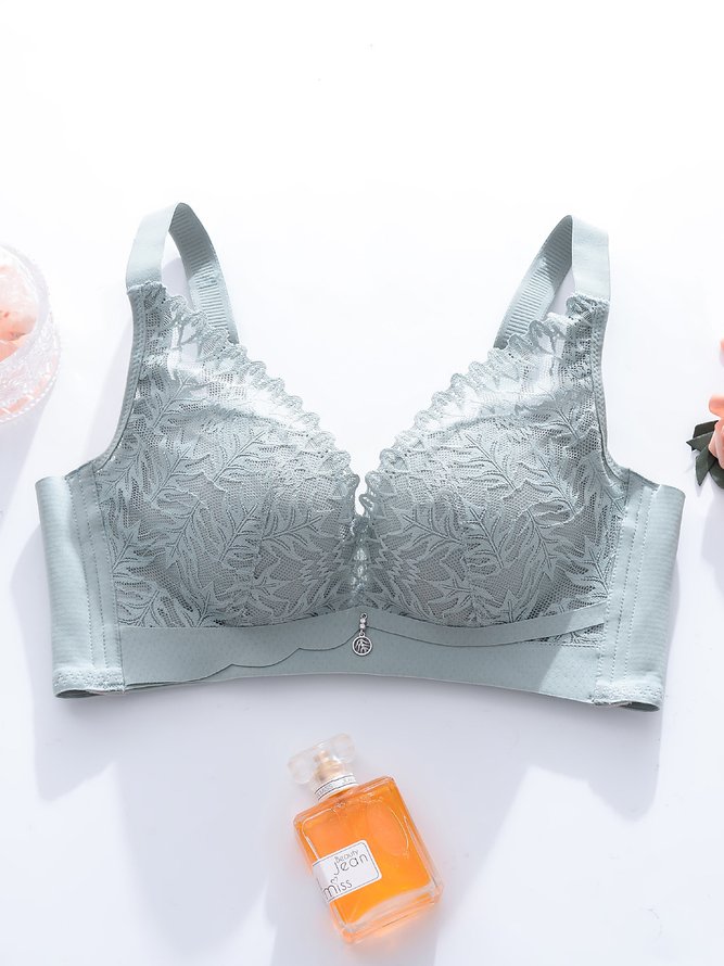Underwireless Lace Floral Bra Plus Size Full Coverage Adjustable Massage Bra