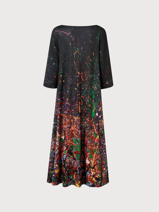 Crew Neck Casual Ombre Autumn Natural Daily Dress