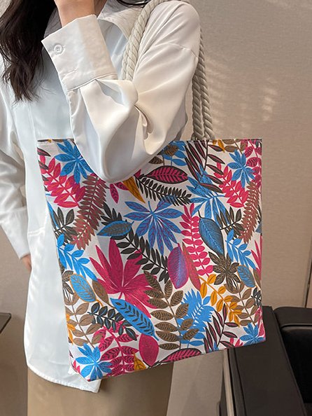 Bohemia Tropical Plant Pattern Large Capacity Shoulder Bag Casual Urban Women's Tote Bag