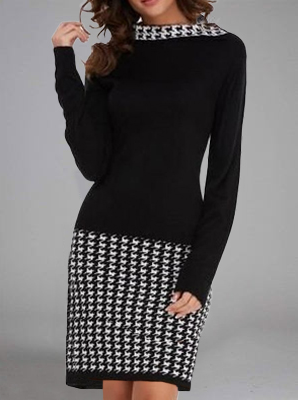 Geometric Crew Neck Regular Fit Dress