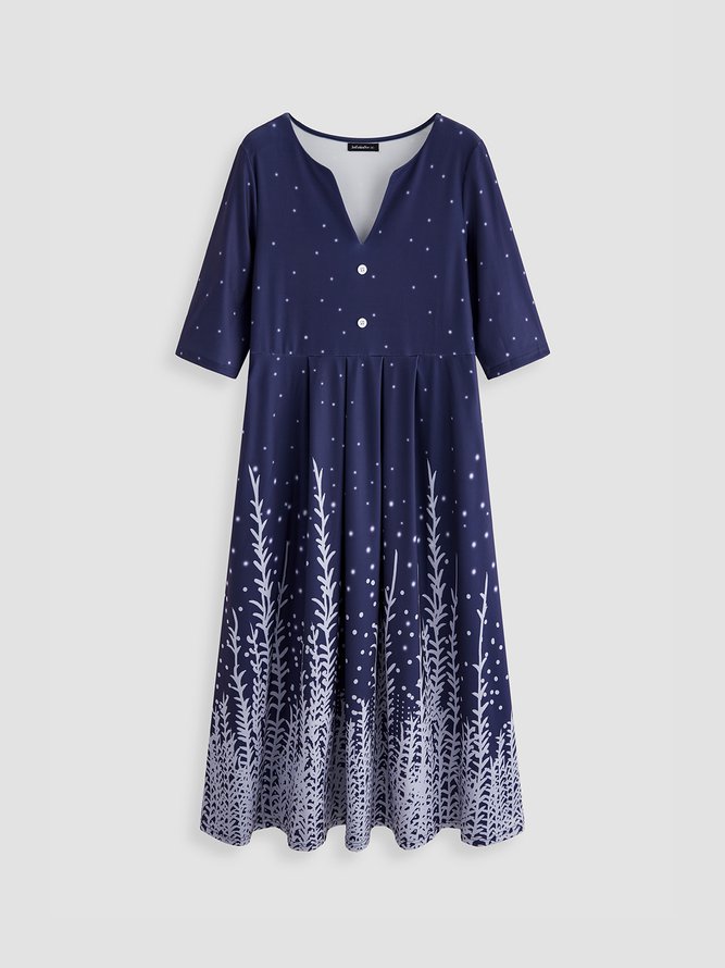 V Neck Ombre Casual Midi Dress