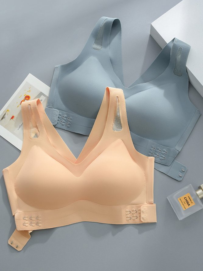 Seamless Push Up Side Button Wireless Bra Plus Size