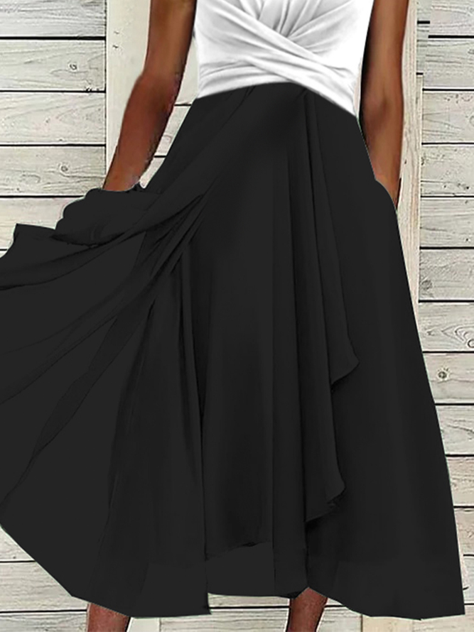 Simple V Neck Regular Fit Plain Dress