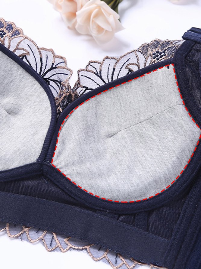 Soft Comfortable Lace Push Up Adjustable Wireless Bra