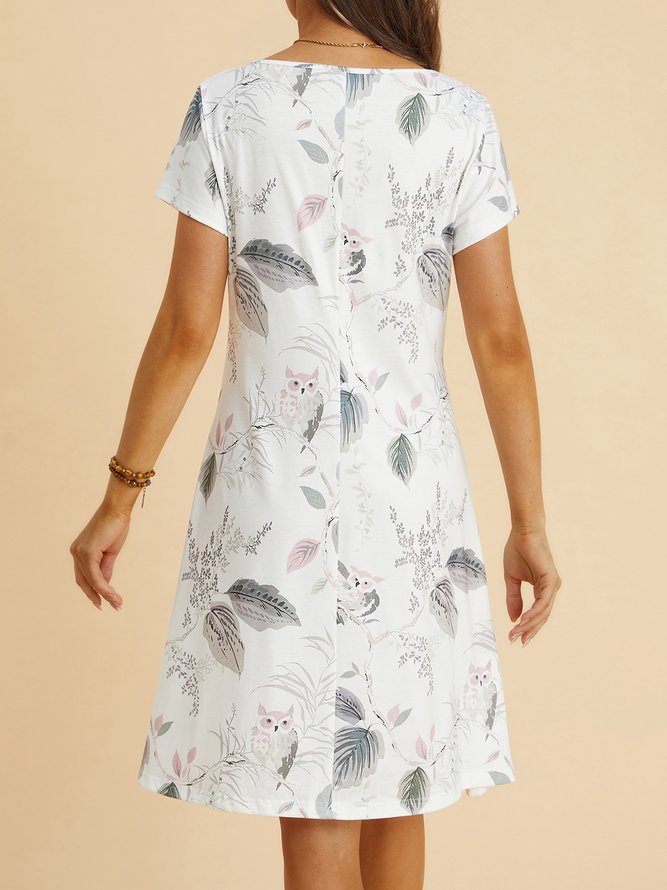 V neck Regular Fit Vacation short sleeve Floral Short sleeve Knit Dress