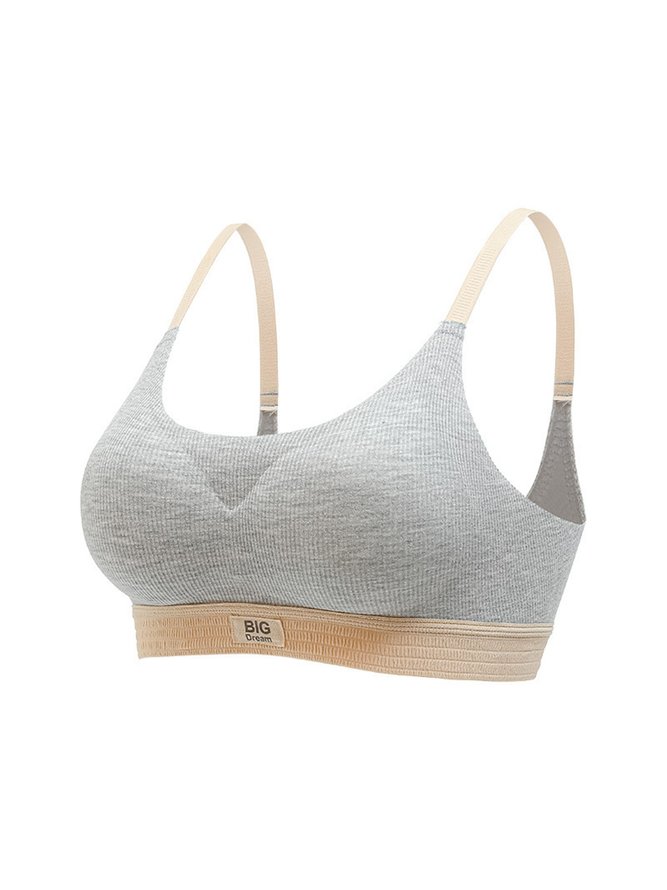 Contrasting Text Letters Seamless Removable Cotton Cups Sports Bra