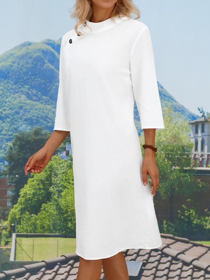 Regular Fit Casual Cotton And Linen Dress
