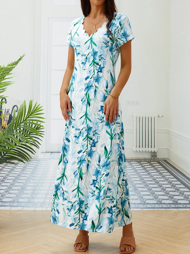 V Neck Vacation Regular Fit Dress