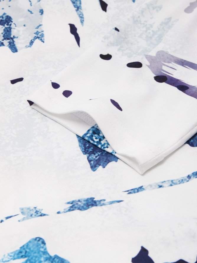 V Neck Geometric Casual Maxi Dress