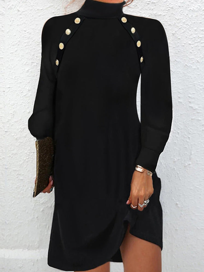 Plain Casual Turtleneck Dress