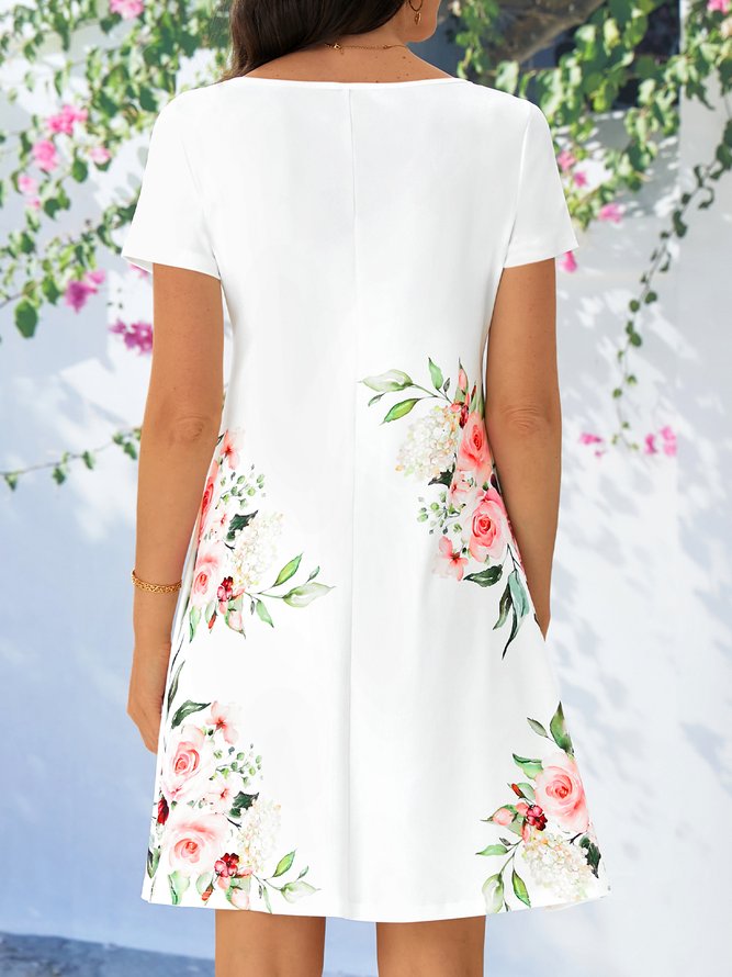 Floral Loose Asymmetrical Casual Dress